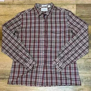 Vintage 1970s Levi Strauss Plaid Button Front Shirt. Women’s Size 12 Pink Blue